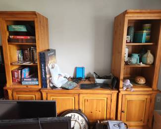 Entertainment center (3 pieces not connected Very HEAVY!) Games, Isle Chess set, Kindle Fire tablet covers