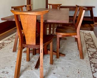 Thos Moser Edo Trestle Dining Table & 6 Edo Chairs