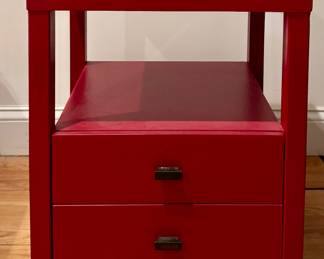 (2) Red Lacquer Nightstands
