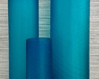 Set of 3 Aqua Cylinder Vases 