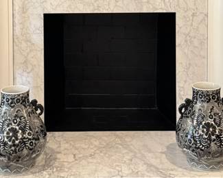 (2) Oversized Black & White Porcelain Vases