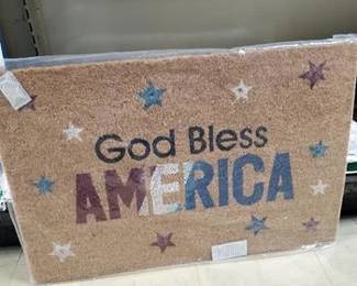 God Bless America Entry Rug Lights up