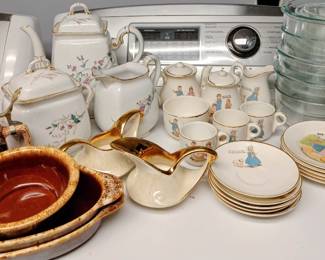 Collectible Children's Tea Set and Vintage Kitchen Items