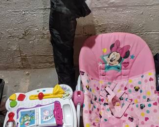 PLAY TABLE, MINNIE BOUNCER AND CAMPING CHAIR