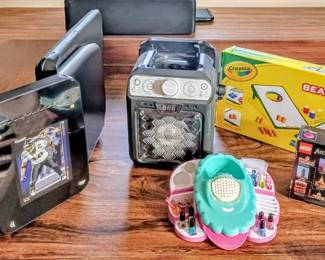 Mini Fridge, Karioke Machine, Disney Swords and Misc Kids Toys