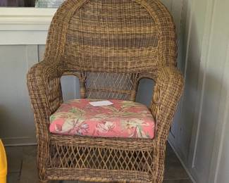 Weather resistant wicker outdoor rocking chair with cushion