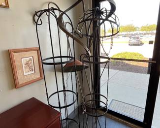 cast iron sheapard hooks, cages, and metal wind spinner