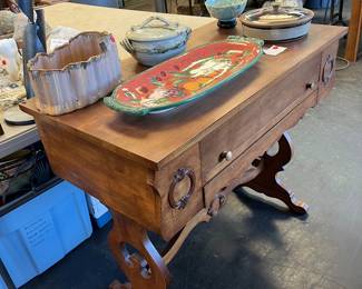 antique library table