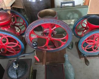awesome collection of antique coffee grinders