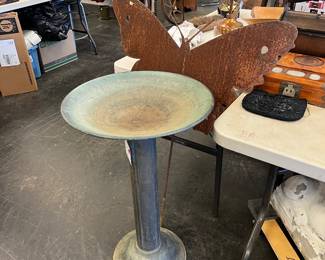 Copper bird bath