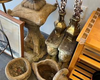 concrete Japanese Garden Lantern, a awesome concrete bench with lion heads not put togeather but its there and more