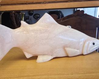 heavy marble carved fish decent size