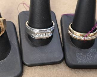 Mens gold and diamond rings,