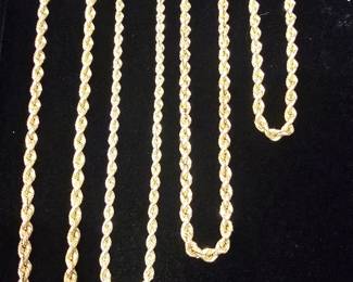 14 k gold necklaces various sizes