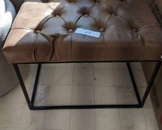 Trubeck Tufted Metal Base Ottoman Faux Leather Brown