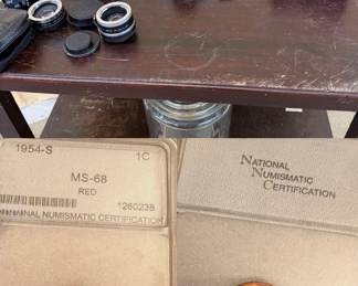 Vintage cameras and graded penny