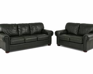 Classic leather sofas - some cat scratches on top back