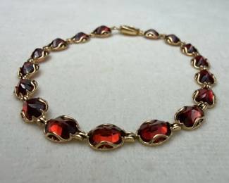  05 14K Gold Garnet Tennis Bracelet