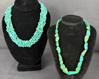 Turquoise Nugget Necklace Set 15  17 Chunky Stone Beaded