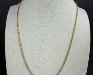 14k Gold Rope Chain Necklace, Classic Twisted Link 2.82g
