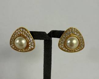 Large Gold Tone Costume Jewelry Assortment with Rhinestone, Enamel, and Statement Earrings