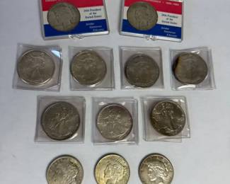 US Silver Coin Collection Peace  American Eagle Dollars with Morgan Dollar