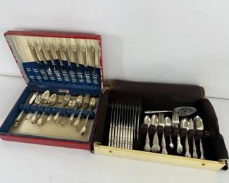 Sterling Silverplate Flatware Sets in Original Cases with Serving Pieces  2.2kg