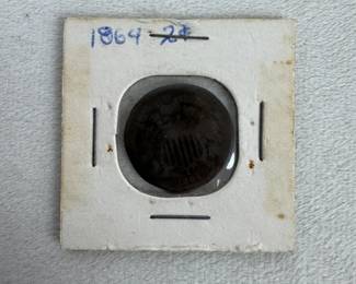 1864 United States Two Cent Piece Large Motto Civil War Era Copper Coin