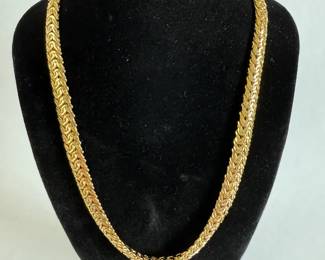  02 18K Gold Heavy Byzantine Link Chain Necklace  40.74g