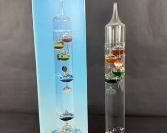 Two Dr Friedrichs Galileo Thermometer Glass Cylinder w Box Germany