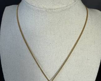 12K Gold Filled Necklace w Scrimshaw Ship Pendant  10K Gold Band Ring