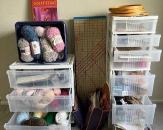 Knitting and Craft Supplies with Storage Drawers, Yarn and Accessories