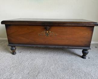 Cedar Blanket Chest with Painted Floral Motif and Lock