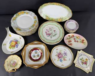 Selb Bavaria Weiden China Plates Serving Pieces Floral Gold Trim