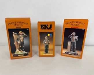 Emmett Kelly Jr EKJ Clown Figurine Lot Professional Series Hunter Fisherman Teacher