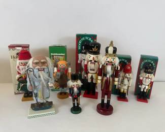 Wooden Christmas Nutcracker Lot Erzgebirge Germany Santa Soldier Wood Figures