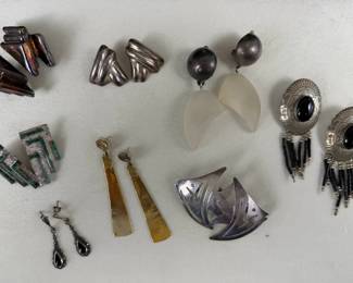 Sterling Silver 925  Mixed Earrings Artisan  Modern