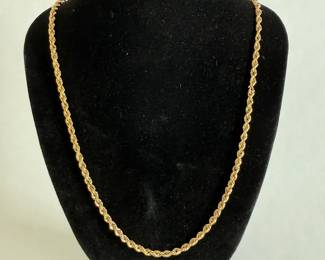 14K Gold Rope Chain Necklace  7g