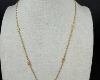 18K Gold Butterfly Station Necklace Italy Fine Chain 4.08g