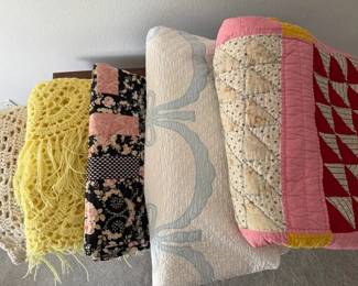 Quilt and Crochet Textile Collection with Floral Patchwork