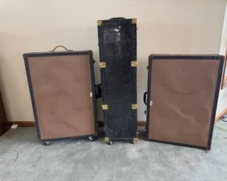 Roseman Luggage Sample Salesman Display Cases w Wheels Lot 3 Industrial Trunks