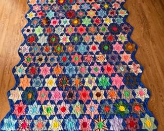 Vintage Handmade Quilt Lot Grandmothers Flower Garden Star  Patchwork Quilts 4pc