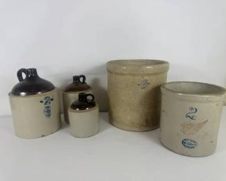 Antique Stoneware Crock  Jug Lot Red Wing 2 Gallon Western Stoneware 6 Gal Crock