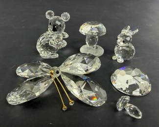 Swarovski Crystal Figurines Figurines, Butterfly, Koala, Bunny, Mushroom, Prism
