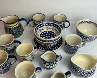 Boleslawiec Polish Pottery Cups Bowls Creamers