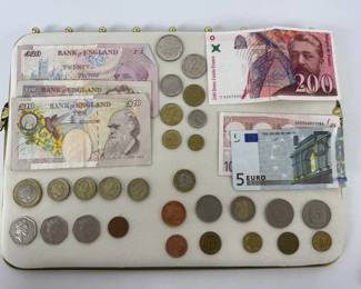 UK Pounds, Euro,  Francs Mixed Vintage Foreign Money