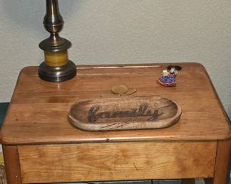 Antique School Desk with Ink Well Hole