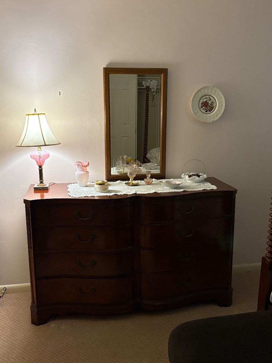 Vintage Mahogany Serpentine Double Dresser