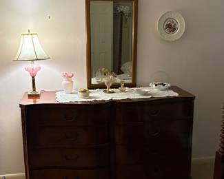 Vintage Mahogany Serpentine Double Dresser