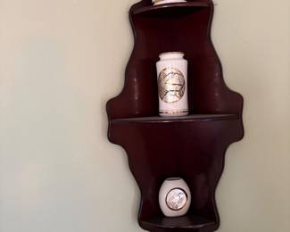 Gold-Rimmed Containers and Corner Shelf